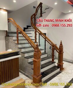 LAN CAN CẦU THANG KÍNH CƯỜNG LỰC . CẦU THANG KÍNH TAY VỊN GỖ ĐẸP TẠI HÀ NỘI