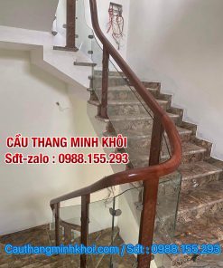 Cầu Thang Kính Đẹp Tay Vịn Gỗ . Mẫu Cầu Thang Kính Tại Hà Nội