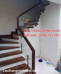 CẦU THANG GỖ KÍNH ĐẸP HÀ NỘI. CẦU THANG LAN CAN KÍNH CƯỜNG LỰC