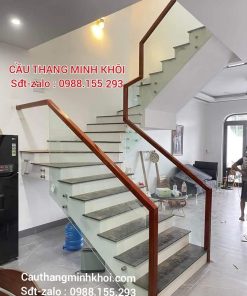 Cầu Thang Gỗ Kính Cường Lực Đẹp. Tay Vịn Cầu Thang Kính Gỗ Đẹp